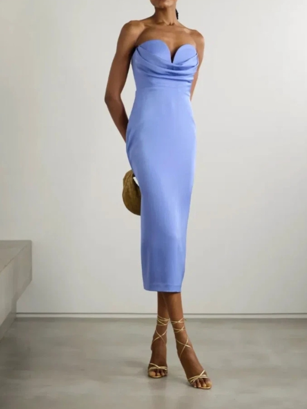 Alex Perry strapless draped satin-crepe midi dress XS/us2/uk6/au6